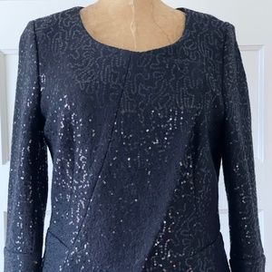 Banana Republic Monogram Collection Black Sparkle Sequin Wool Blend Jacket S 8